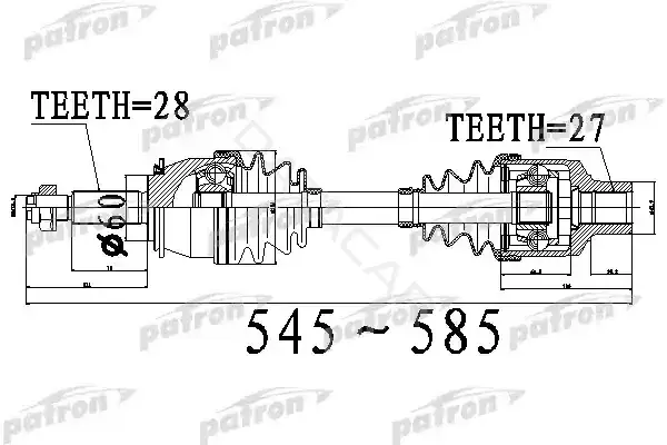 Приводной вал / Полуось PATRON PDS0534