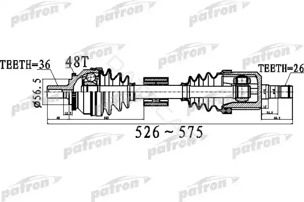 Приводной вал / Полуось PATRON PDS0535