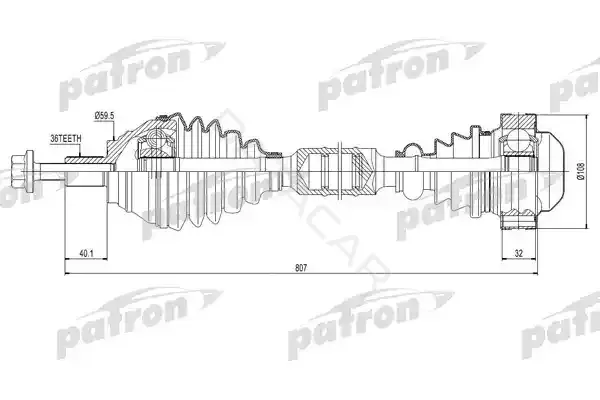 Приводной вал / Полуось PATRON PDS0416