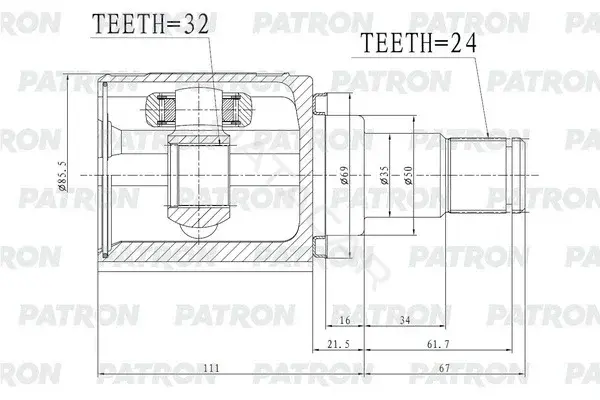 Шрус PATRON PCV2172