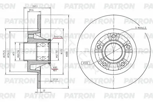 Тормозные диски PATRON PBD1243