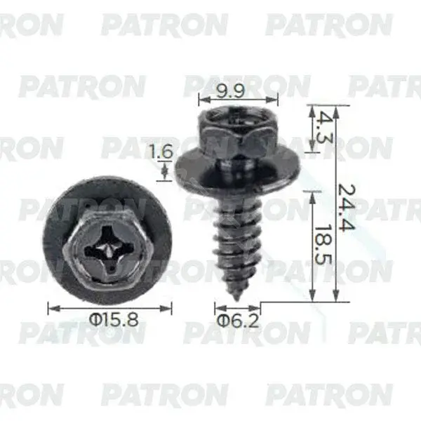 Клипсы, фиксаторы, зажимы PATRON P37-2434