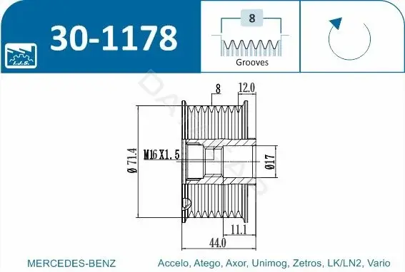 Шкив генератора IJS GROUP 30-1178