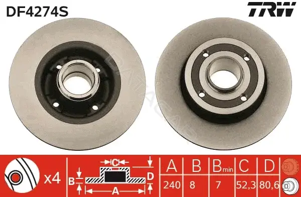 Тормозные диски TRW DF4274S