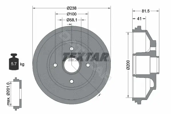 Тормозной барабан TEXTAR 94043000
