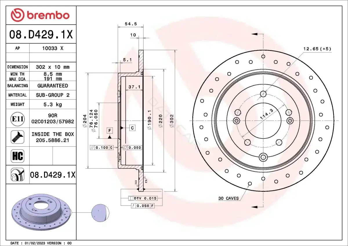 Тормозные диски BREMBO 08.D429.1X