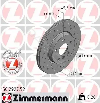 Тормозные диски ZIMMERMANN 150.2927.52