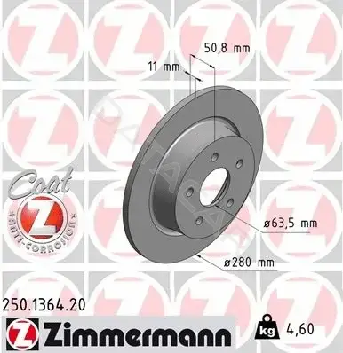 Тормозные диски ZIMMERMANN 250.1364.20