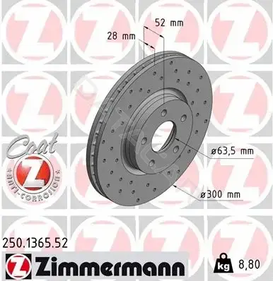 Тормозные диски ZIMMERMANN 250.1365.52