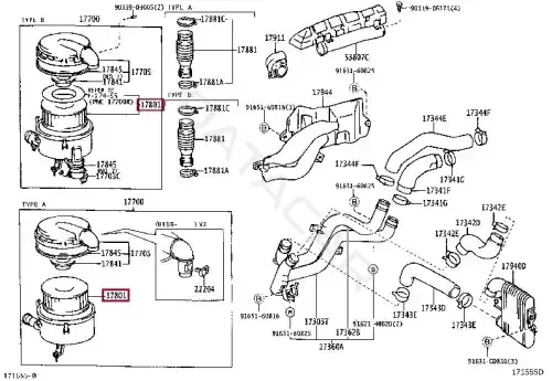 Воздушный фильтр TOYOTA 1780117010