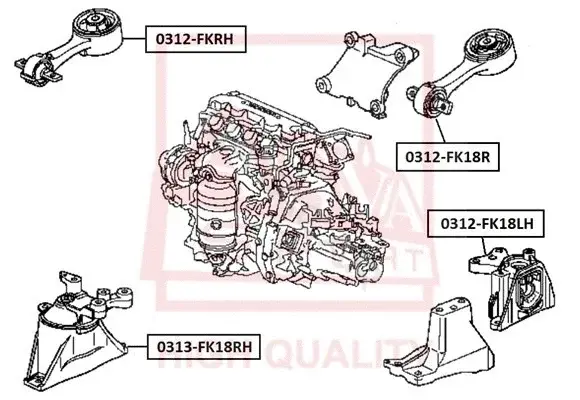 Подушка двигателя (Опора) ASVA 0312-FK18LH