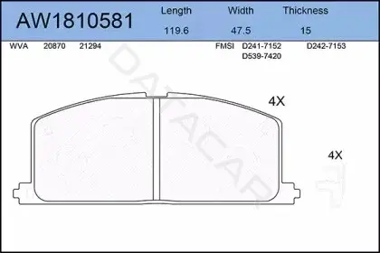 Тормозные колодки AYWIPARTS AW1810581