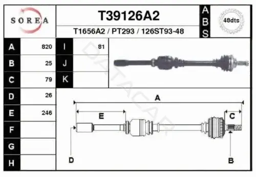 Приводной вал / Полуось EAI T39126A2