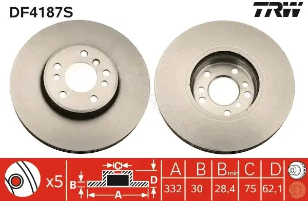 Тормозные диски TRW DF4187S