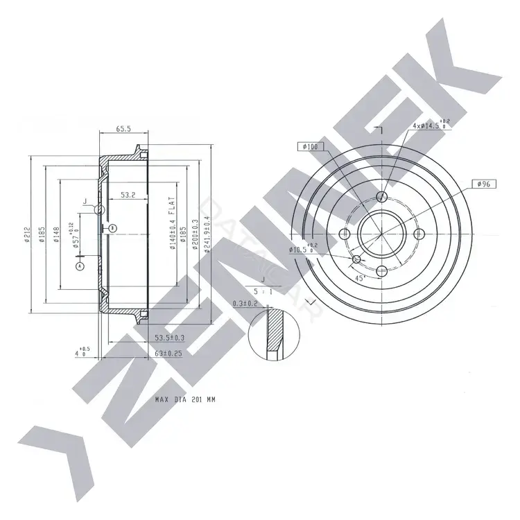 Тормозной барабан ZENNEK DDR0004