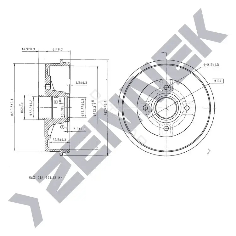 Тормозной барабан ZENNEK DDR0010