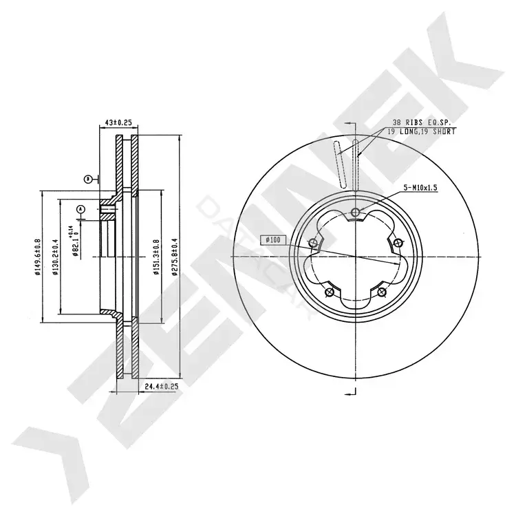 Тормозные диски ZENNEK DBD0318
