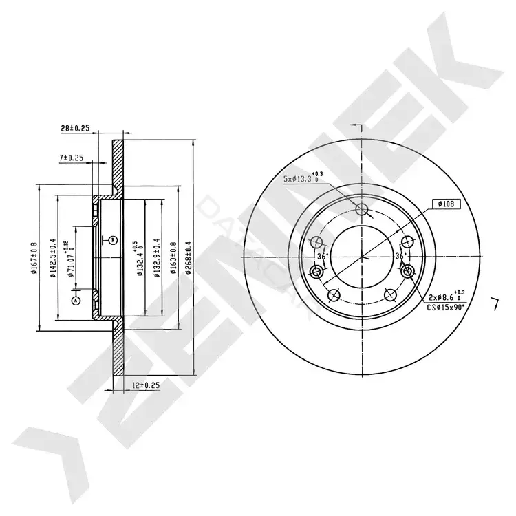 Тормозные диски ZENNEK DBD0365