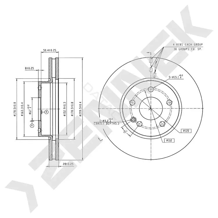 Тормозные диски ZENNEK DBD0811
