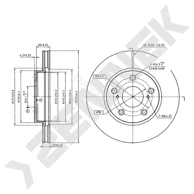 Тормозные диски ZENNEK DBD0873