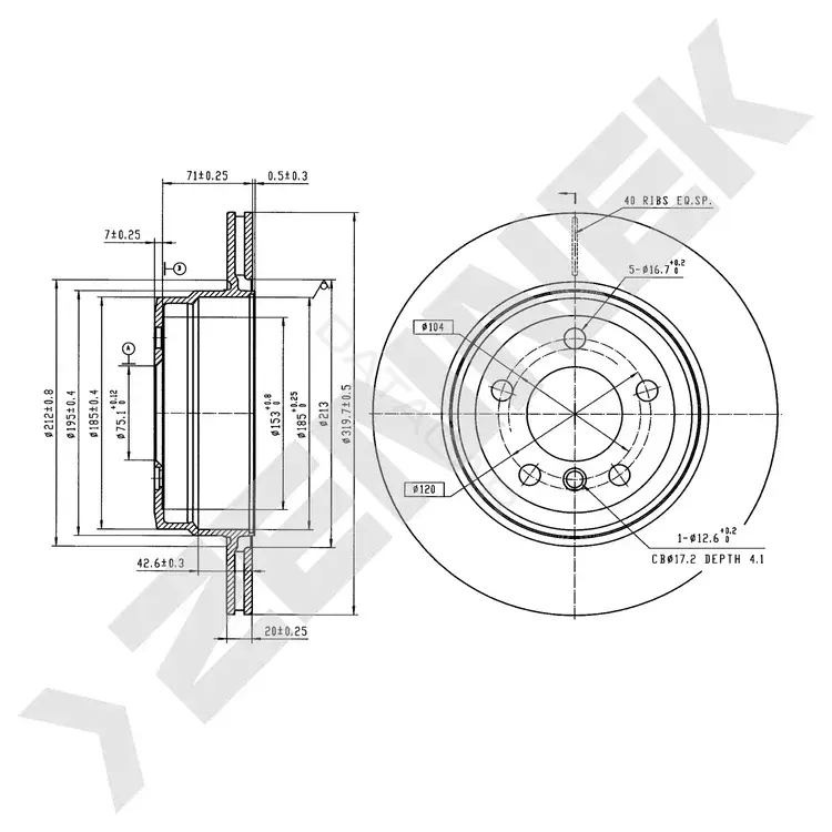 Тормозные диски ZENNEK DBD1201