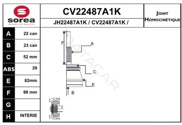 Шрус EAI CV22487A1K