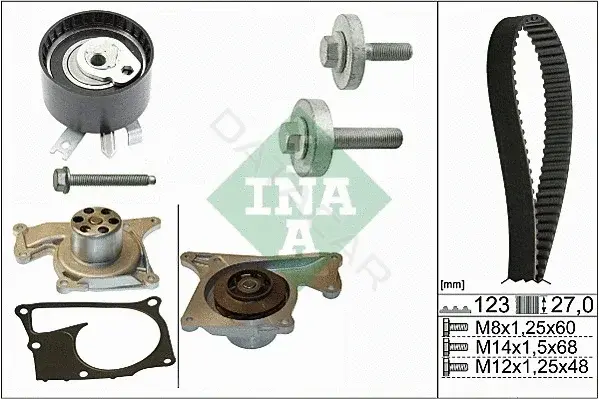 Комплект ГРМ с помпой INA 530019732