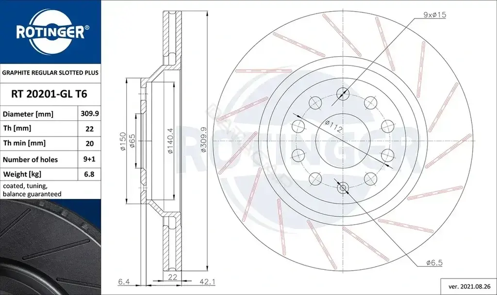 Тормозные диски ROTINGER RT20201-GLT6
