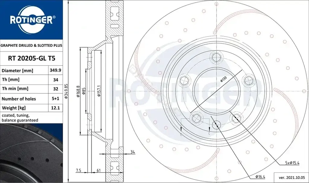Тормозные диски ROTINGER RT20205-GLT5