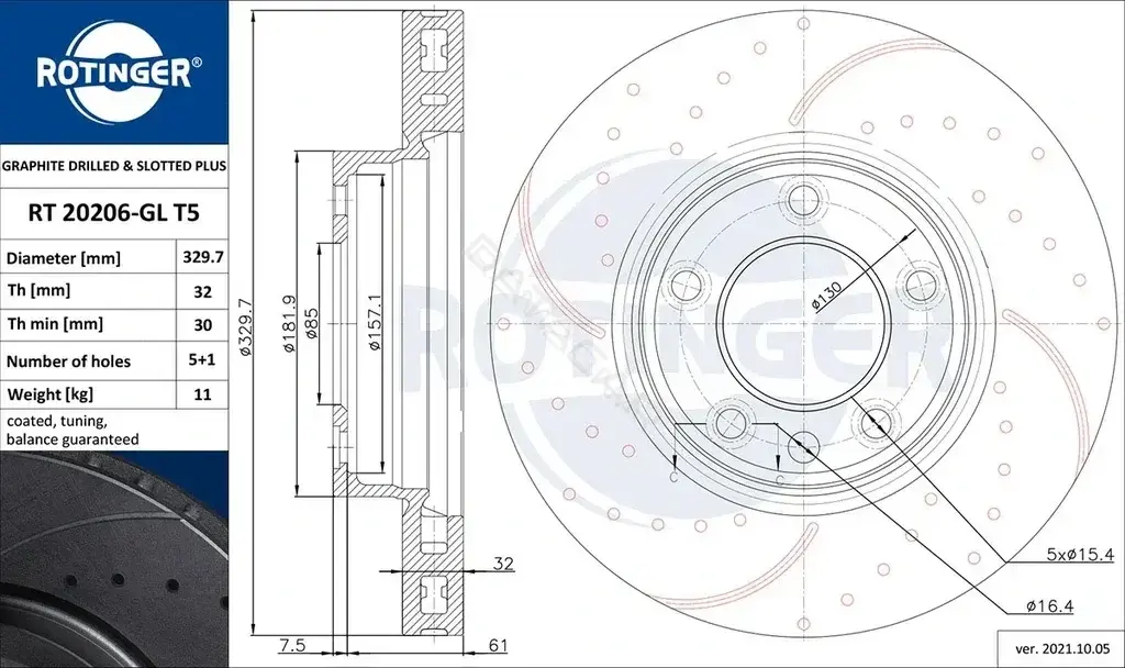 Тормозные диски ROTINGER RT20206-GLT5