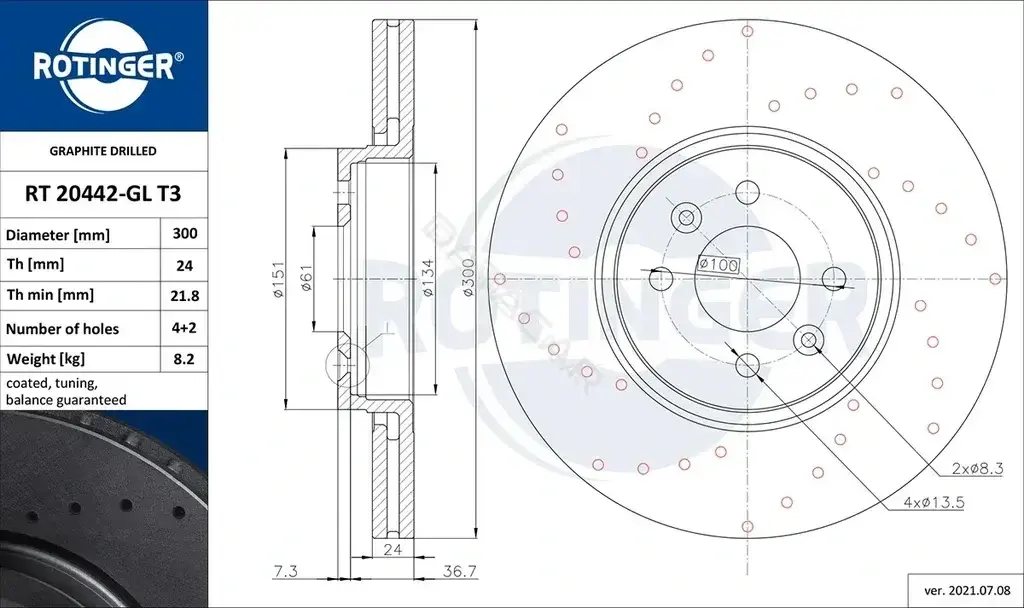 Тормозные диски ROTINGER RT20442-GLT3