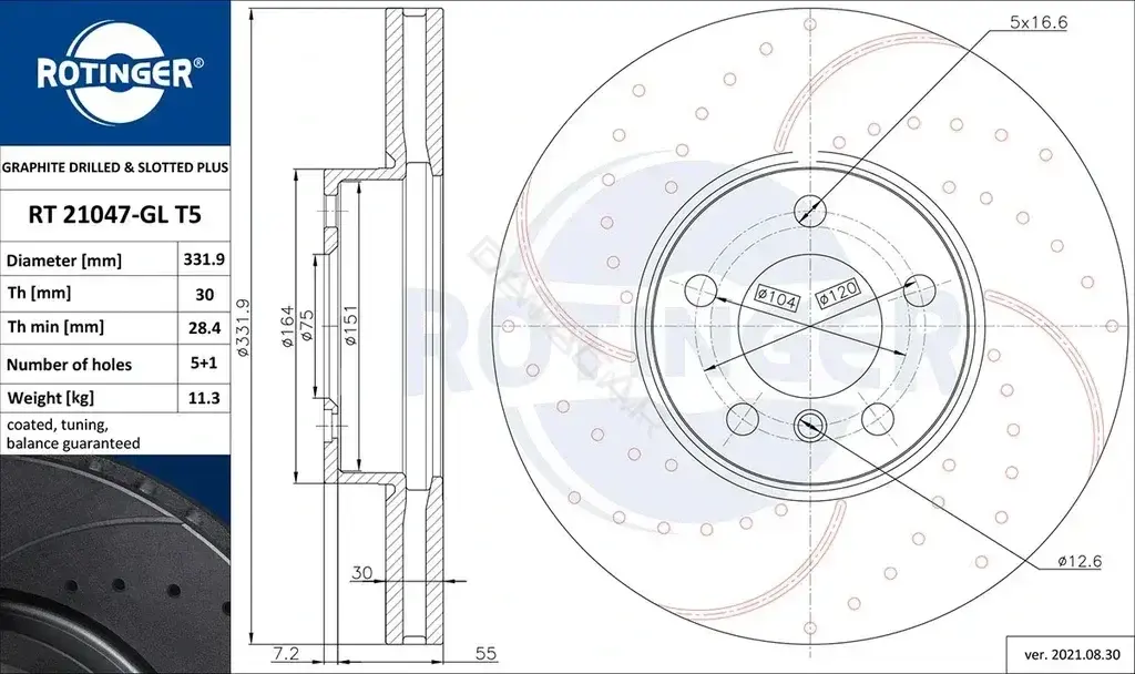 Тормозные диски ROTINGER RT21047-GLT5