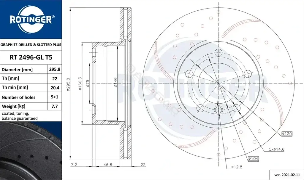 Тормозные диски ROTINGER RT2496-GLT5