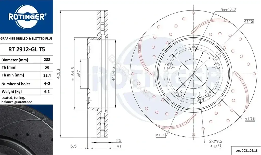Тормозные диски ROTINGER RT2912-GLT5
