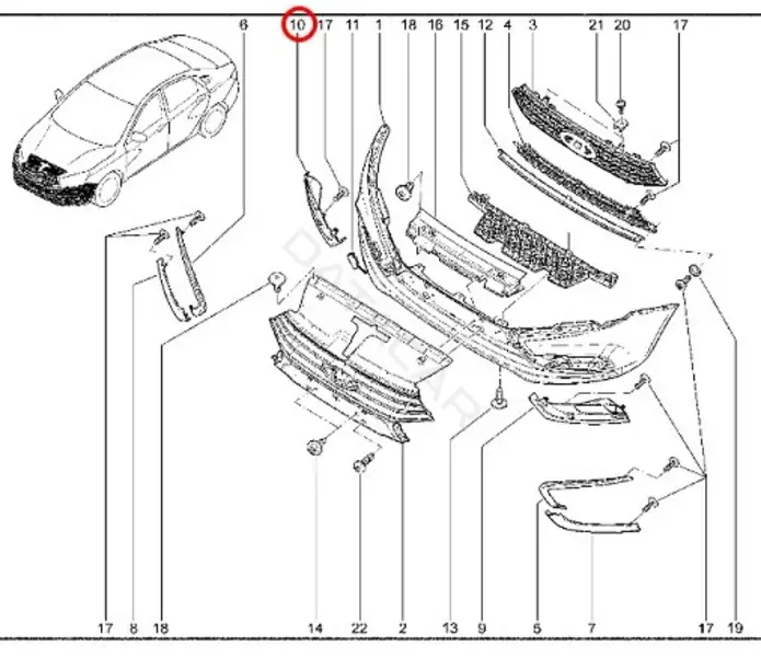 Накладка бампера LADA 8450006675