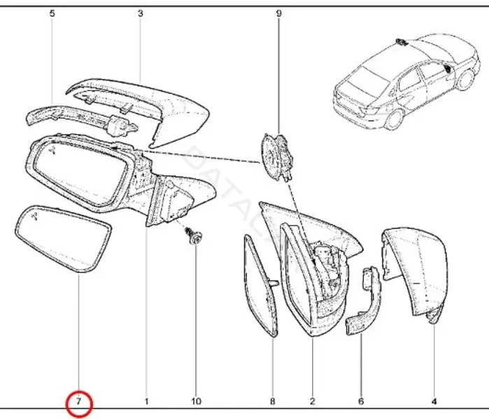 Стекло зеркала LADA 8450108106
