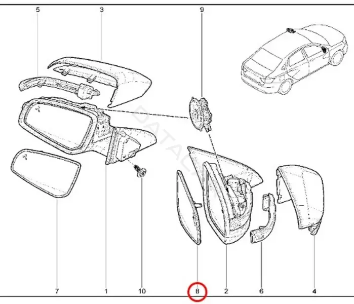 Стекло зеркала LADA 8450108107