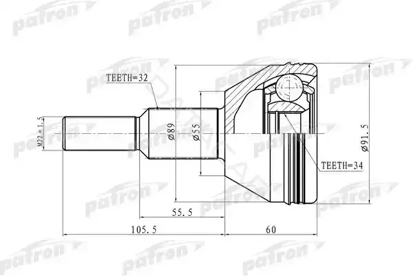 Шрус PATRON PCV6908