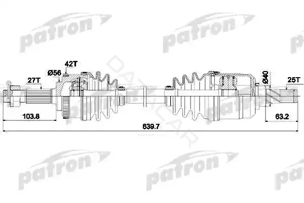 Приводной вал / Полуось PATRON PDS1620