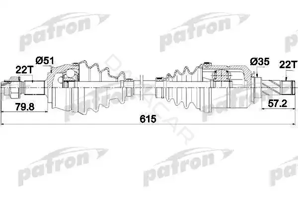 Приводной вал / Полуось PATRON PDS0285
