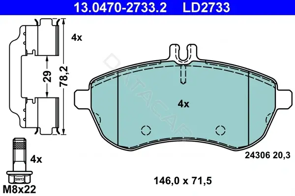 Тормозные колодки ATE 13.0470-2733.2