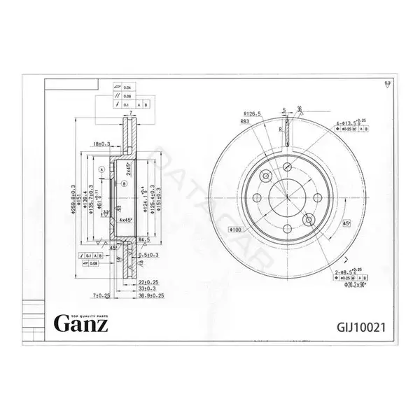Тормозные диски GANZ GIJ10021