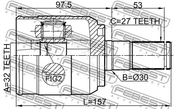 Шрус FEBEST 1211-D7AT2WD