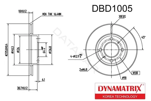 Тормозные диски DYNAMATRIX DBD1005