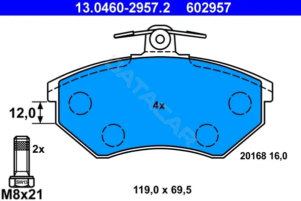Тормозные колодки ATE 13.0460-2957.2