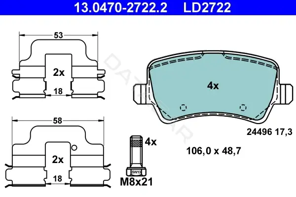 Тормозные колодки ATE 13.0470-2722.2