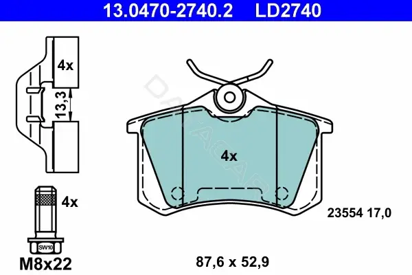 Тормозные колодки ATE 13.0470-2740.2