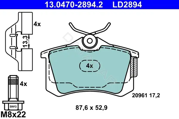 Тормозные колодки ATE 13.0470-2894.2