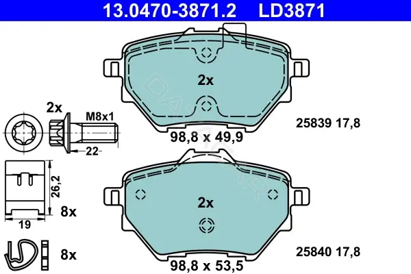 Тормозные колодки ATE 13.0470-3871.2