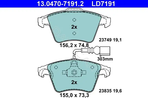 Тормозные колодки ATE 13.0470-7191.2